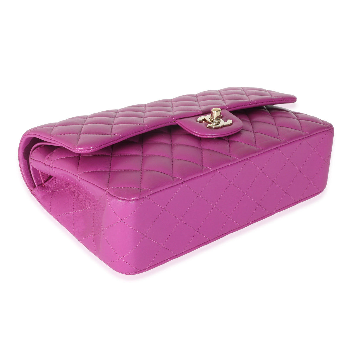 Purple Quilted Lambskin Medium Classic Double Flap Bag