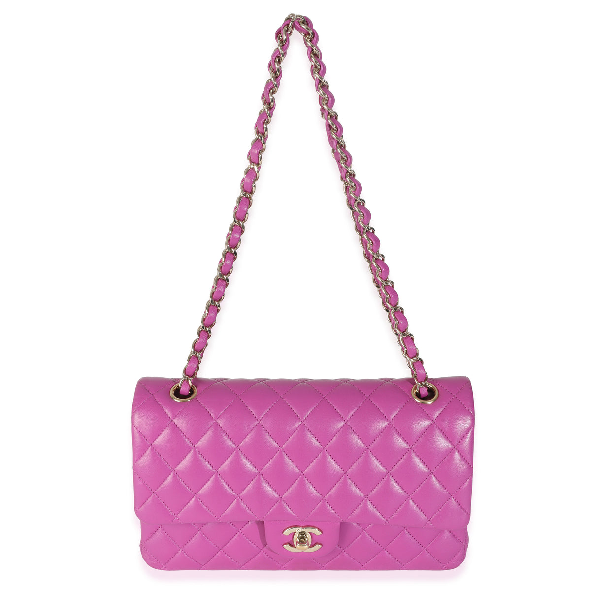 Purple Quilted Lambskin Medium Classic Double Flap Bag