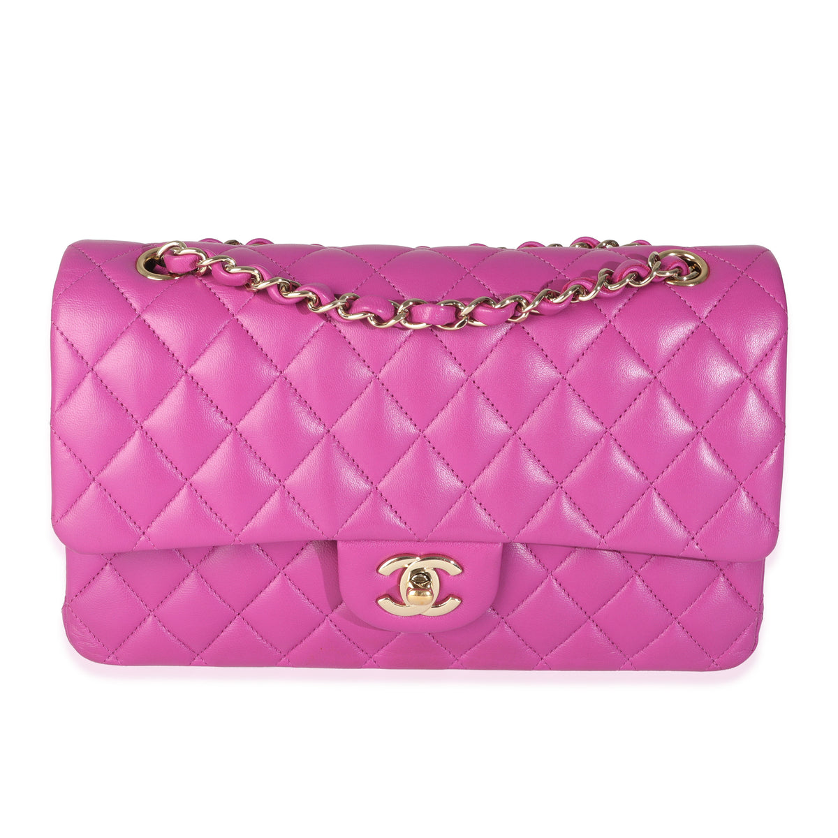 Purple Quilted Lambskin Medium Classic Double Flap Bag