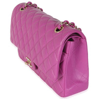 Purple Quilted Lambskin Medium Classic Double Flap Bag