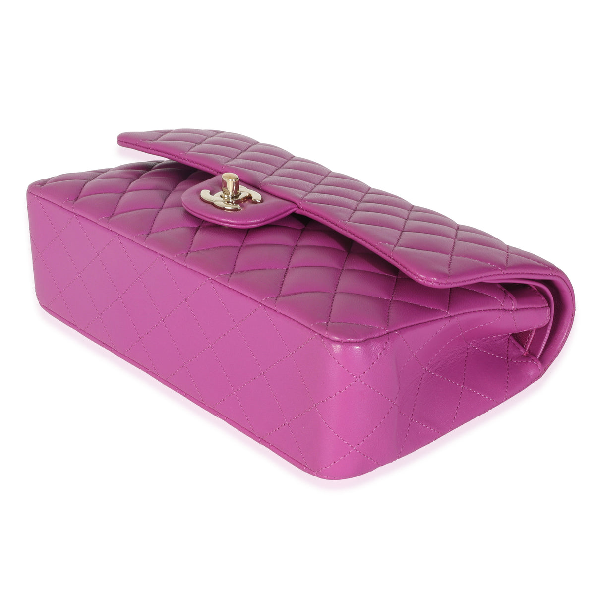 Purple Quilted Lambskin Medium Classic Double Flap Bag