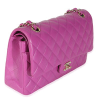 Purple Quilted Lambskin Medium Classic Double Flap Bag