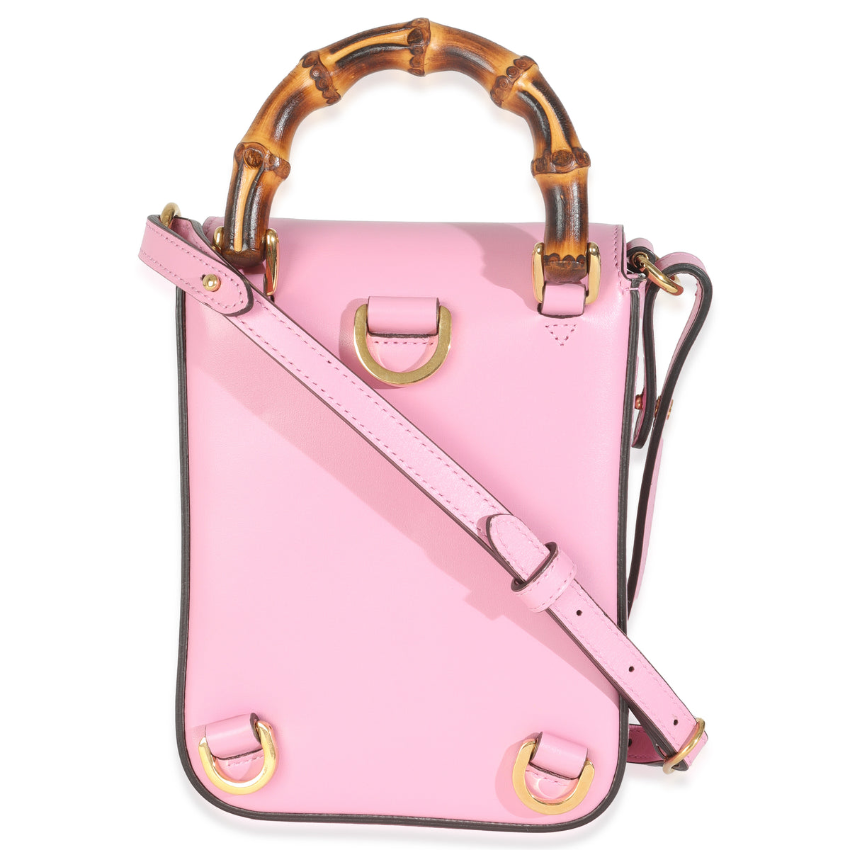 Pink Smooth Leather Bamboo Top Handle 1947 Convertible Backpack