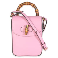Pink Smooth Leather Bamboo Top Handle 1947 Convertible Backpack