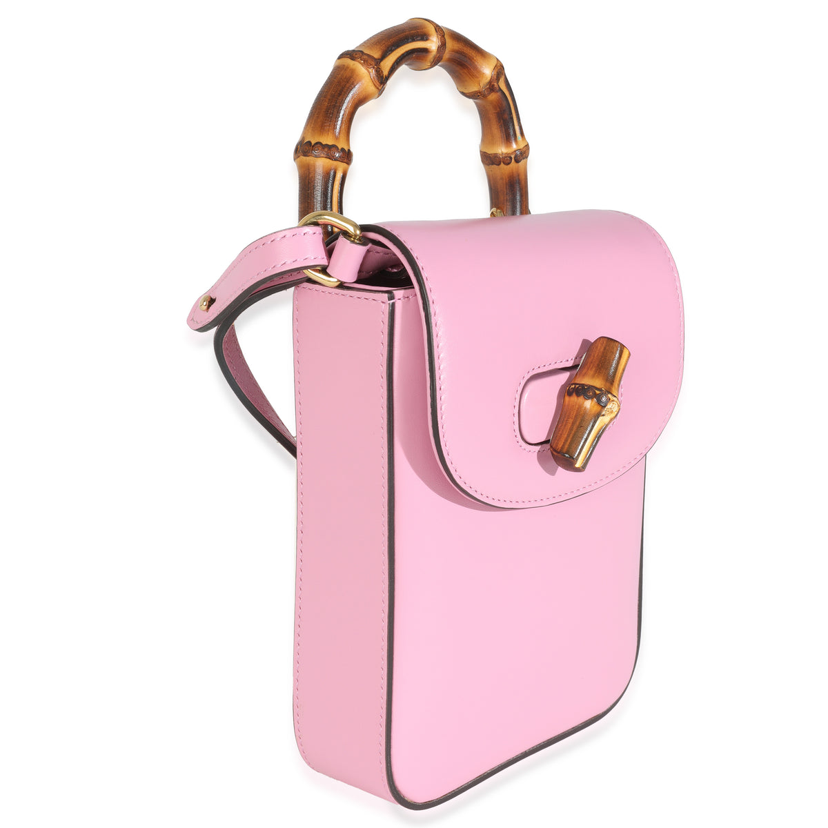 Pink Smooth Leather Bamboo Top Handle 1947 Convertible Backpack
