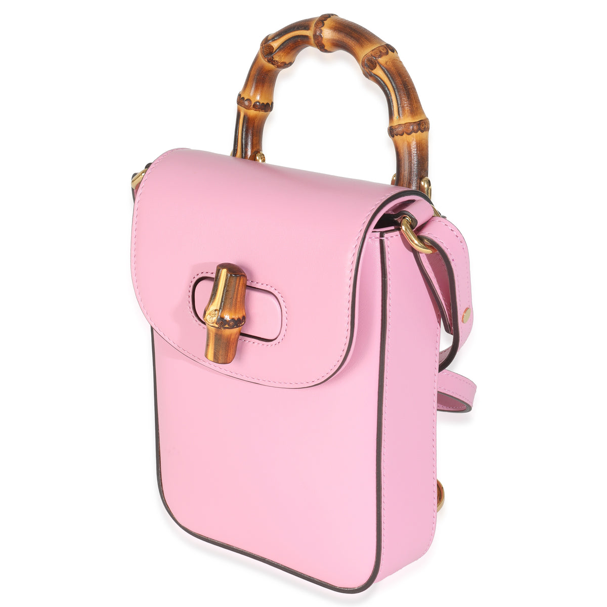 Pink Smooth Leather Bamboo Top Handle 1947 Convertible Backpack