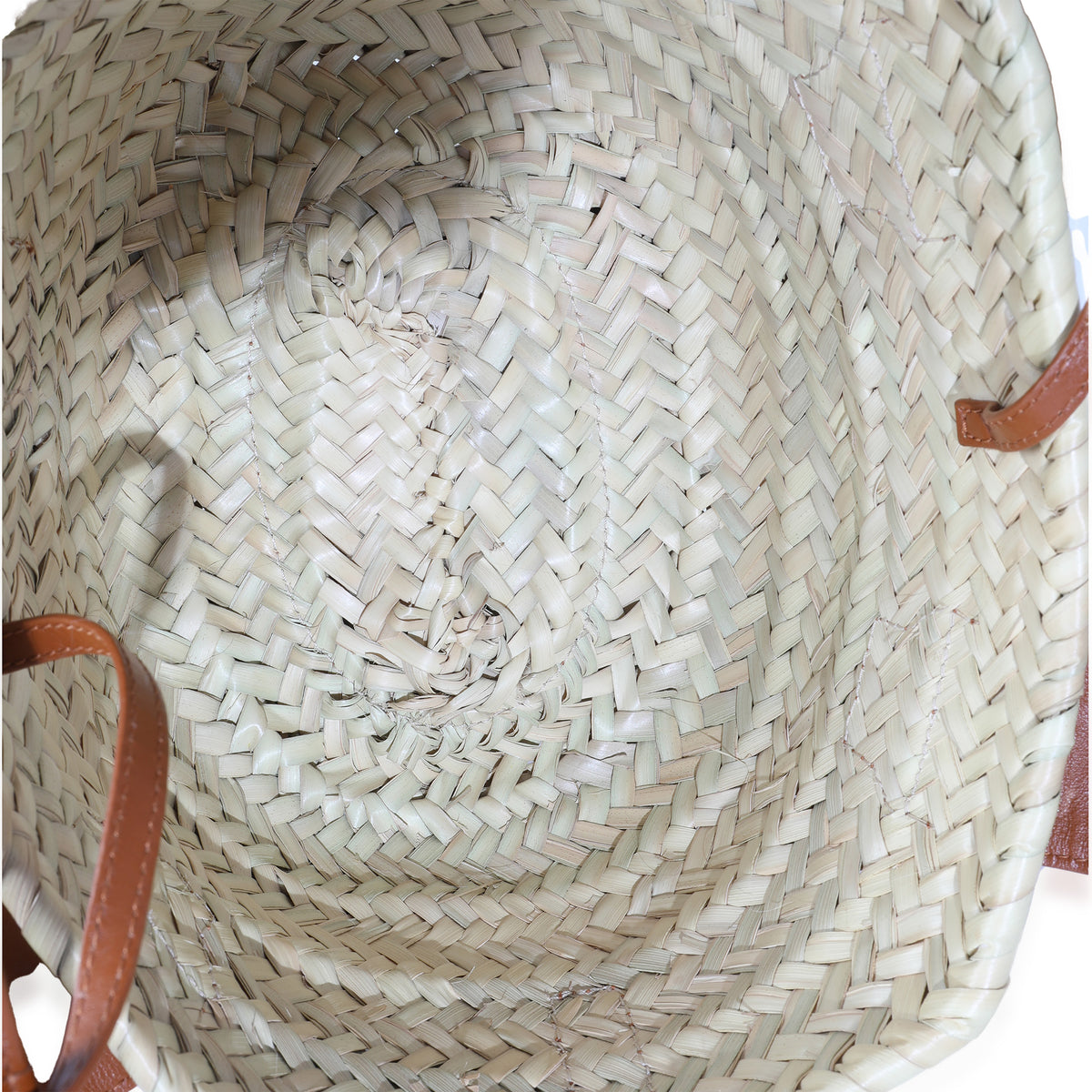 Caramel Raffia Smooth Calfskin Small Sense Basket Bag