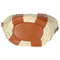 Caramel Raffia Smooth Calfskin Small Sense Basket Bag