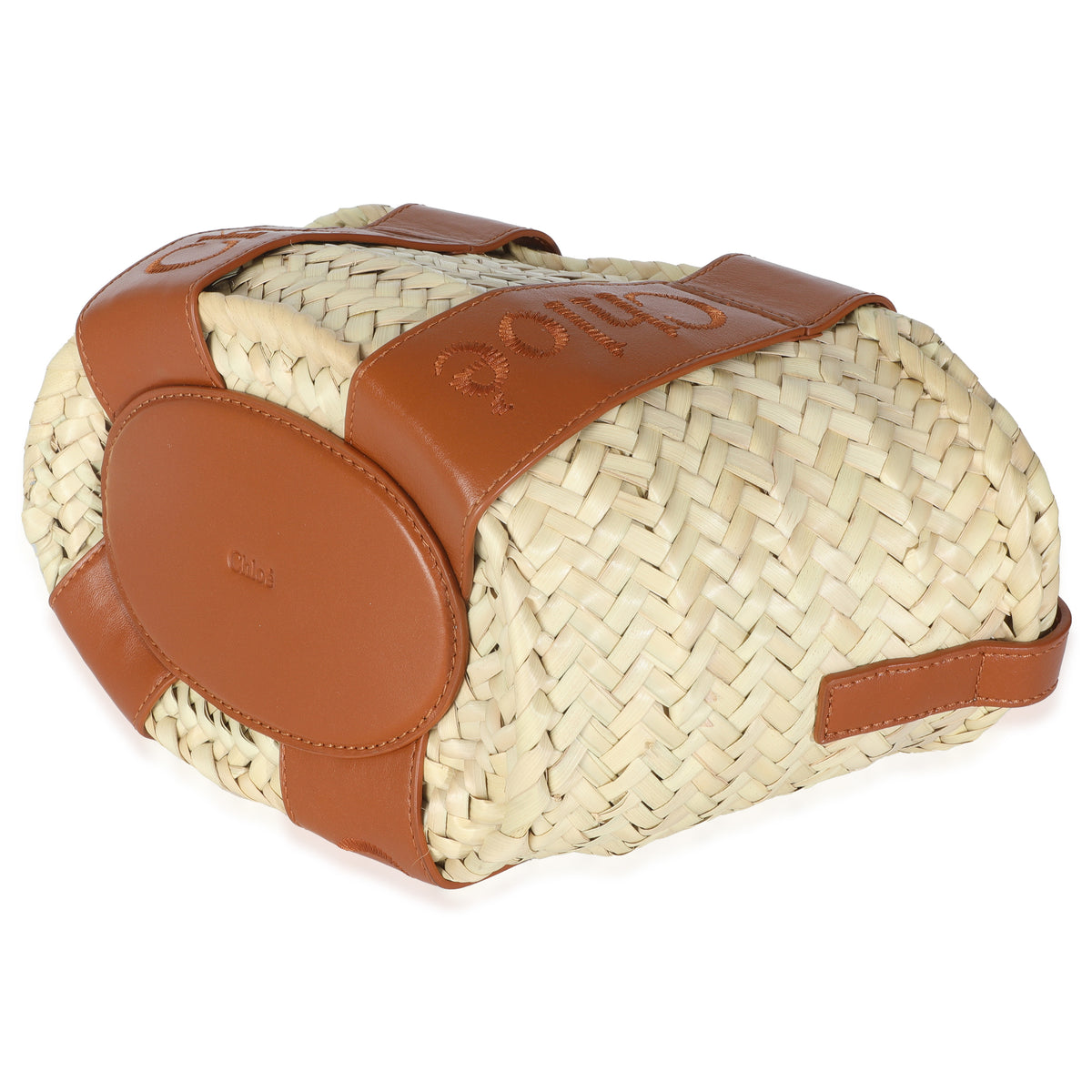 Caramel Raffia Smooth Calfskin Small Sense Basket Bag
