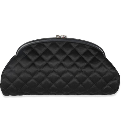 Black Quilted Satin Timeless Clutch