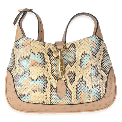 Multicolor Ostrich Trim Python Jackie 1961 Hobo