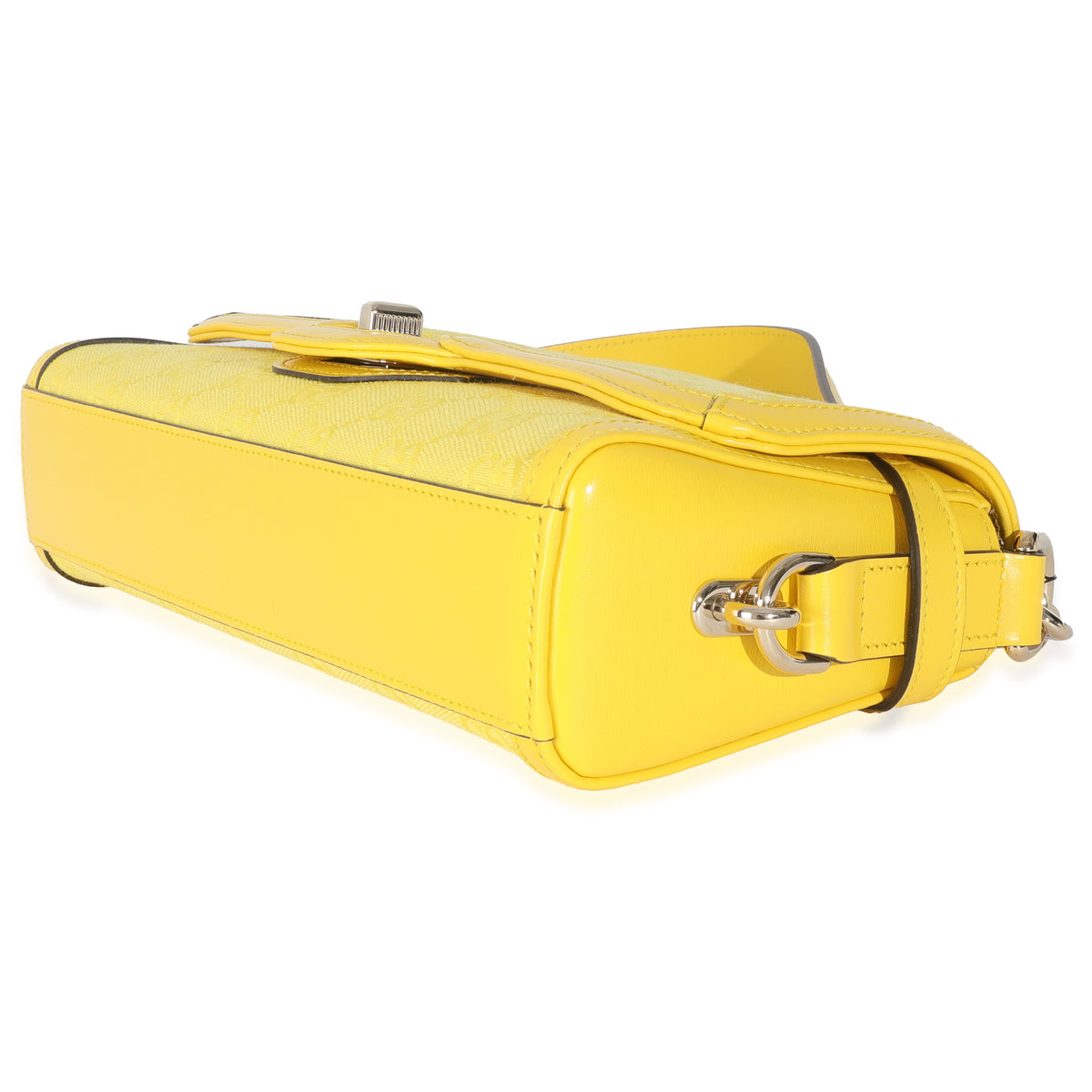 Yellow GG Monogram Textured Canvas Dollar Calfskin Small Luce Shoulder Bag