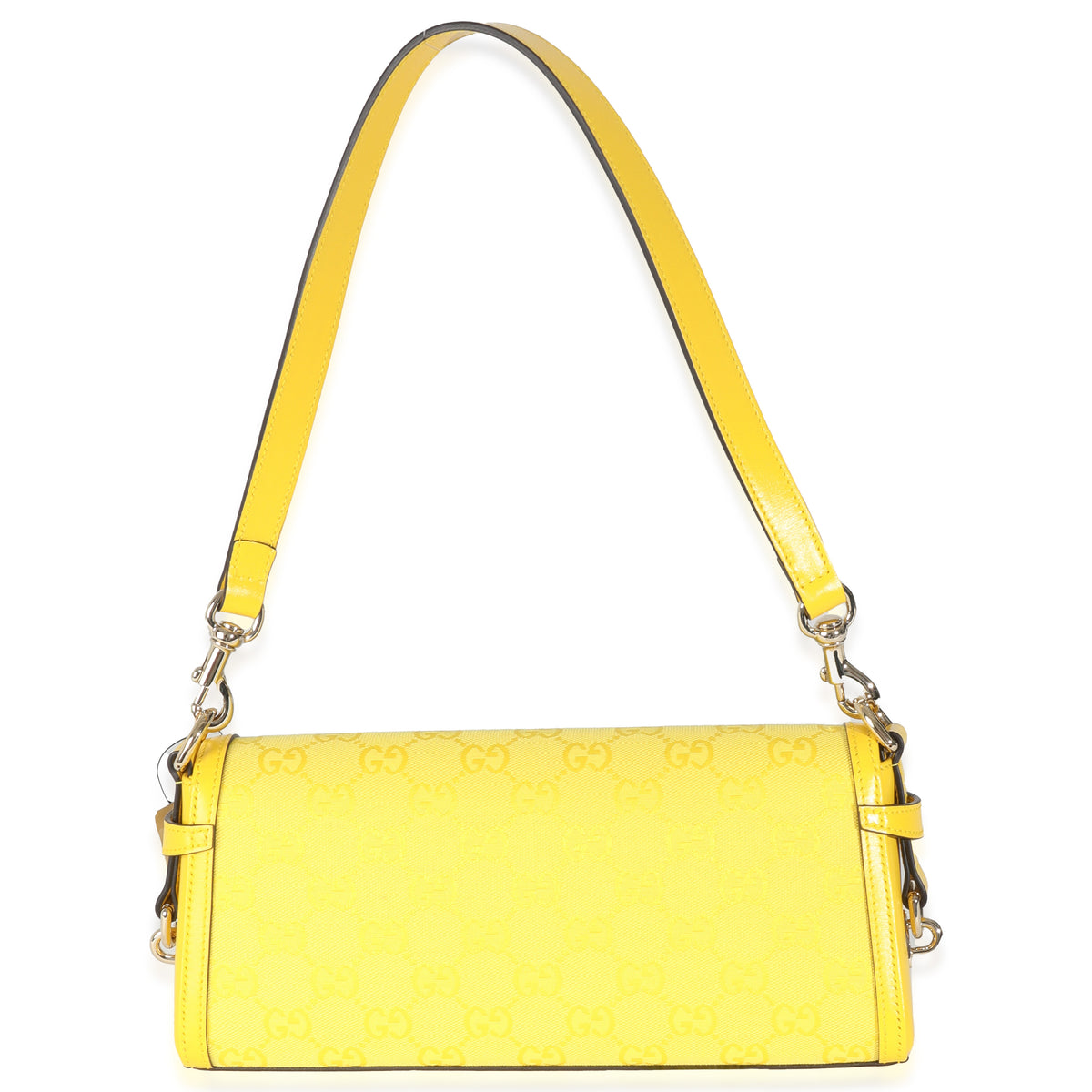 Yellow GG Monogram Textured Canvas Dollar Calfskin Small Luce Shoulder Bag