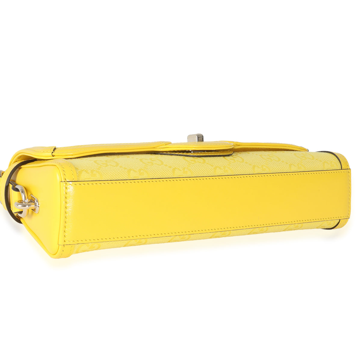 Yellow GG Monogram Textured Canvas Dollar Calfskin Small Luce Shoulder Bag