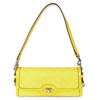Yellow GG Monogram Textured Canvas Dollar Calfskin Small Luce Shoulder Bag