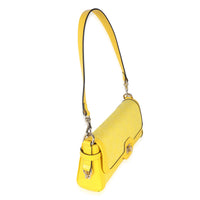 Yellow GG Monogram Textured Canvas Dollar Calfskin Small Luce Shoulder Bag