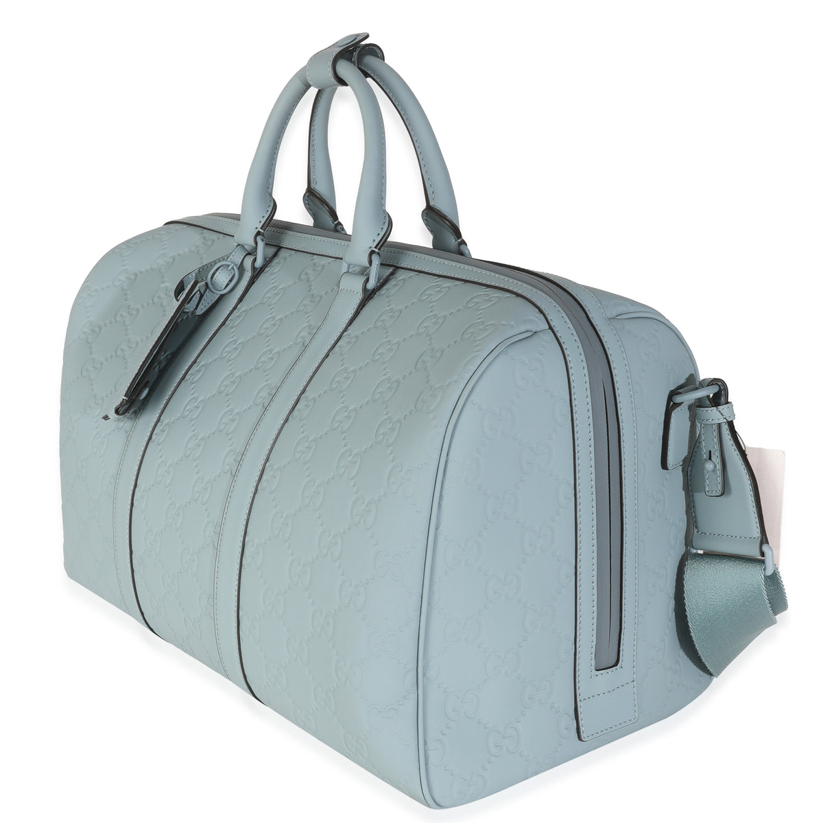 Light Blue Rubber Effect GG Embossed Large Duffle Bag