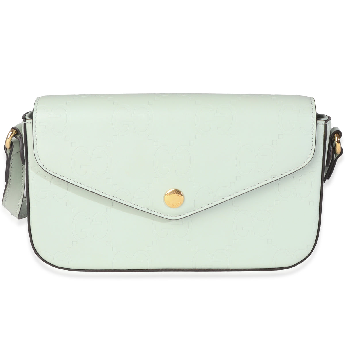 Gucci Pale Green Calfskin GG Super Mini Shoulder Bag Handbag fv