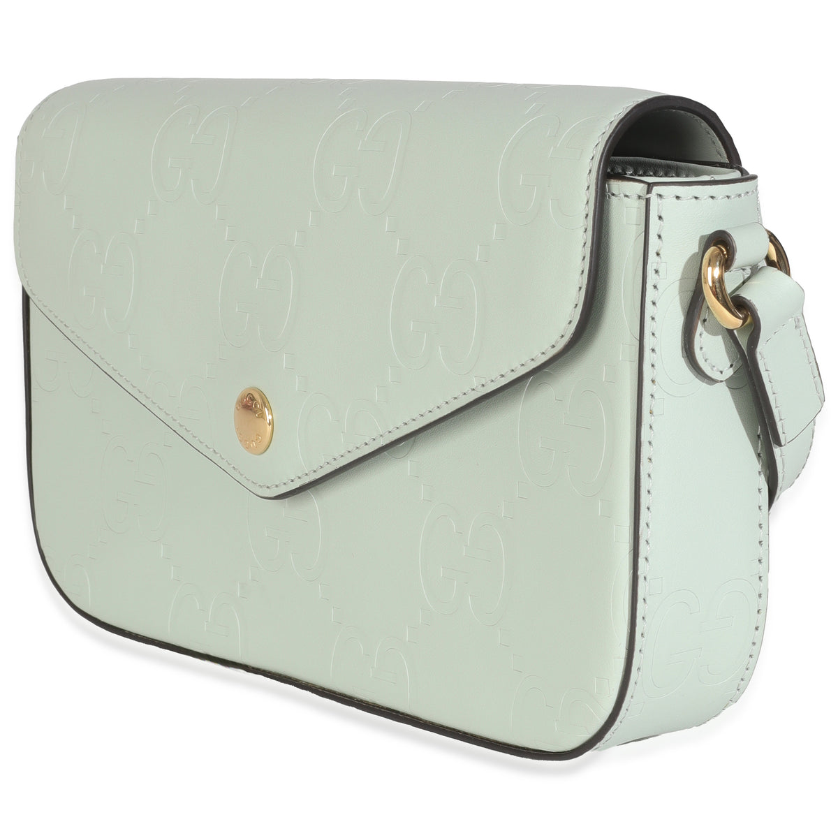 Pale Green Calfskin GG Super Mini Shoulder Bag