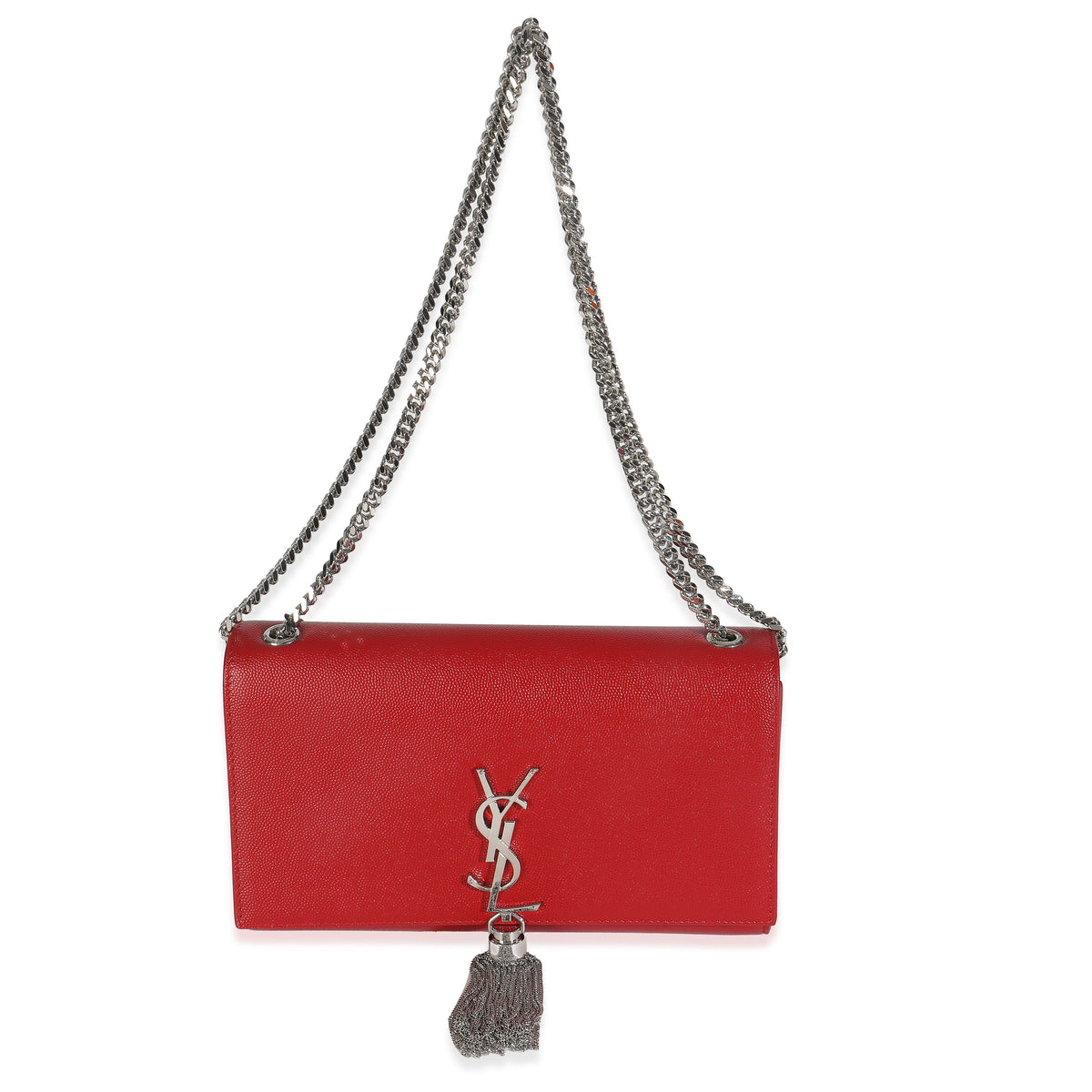 Saint Laurent Red Grain De Poudre Medium Kate Tassel Satchel Handbag ad1