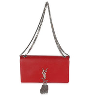 Saint Laurent Red Grain De Poudre Medium Kate Tassel Satchel Handbag ad1