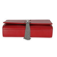 Saint Laurent Red Grain De Poudre Medium Kate Tassel Satchel Handbag clasp