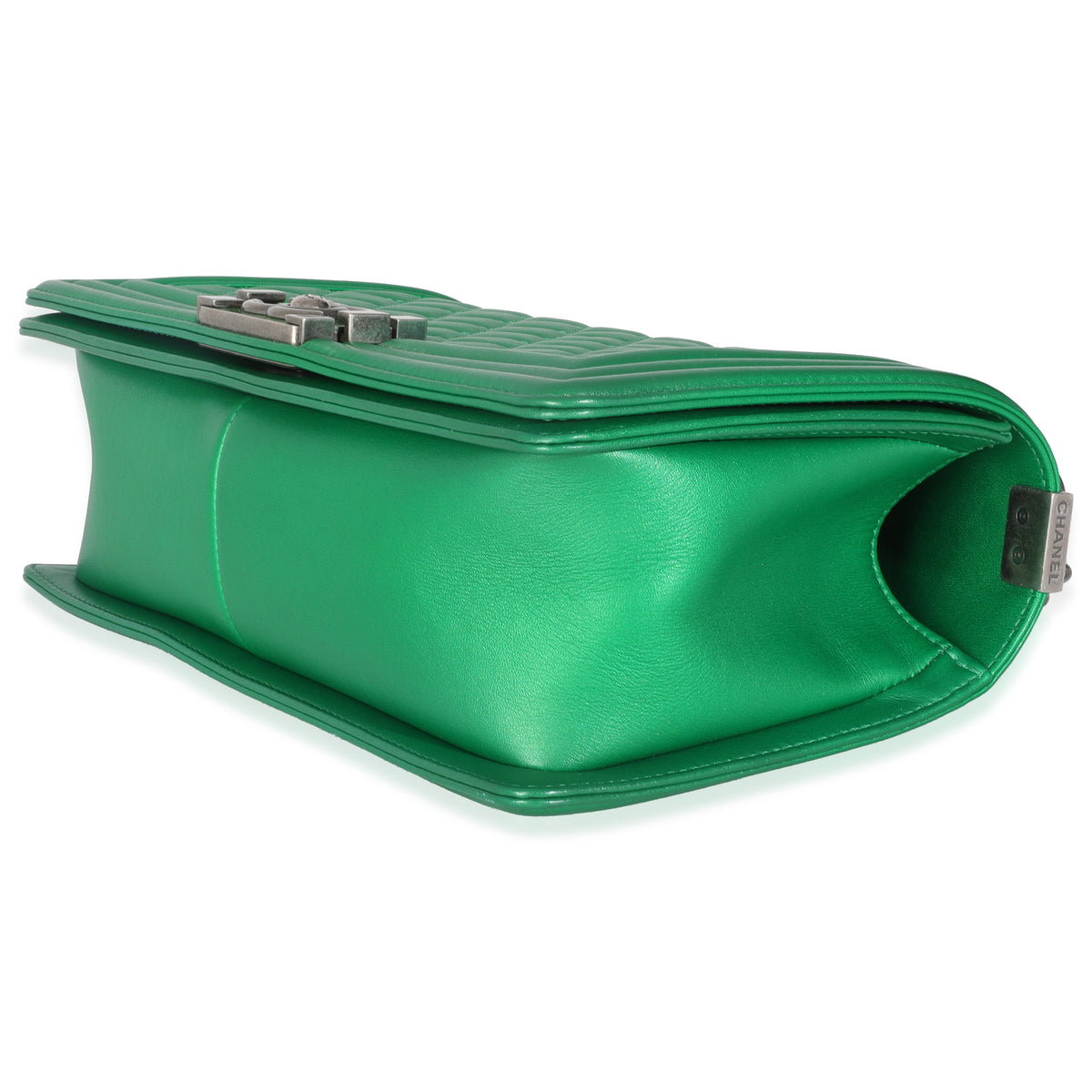 Green Quilted Lambskin Enamel CC Old Medium Boy Bag