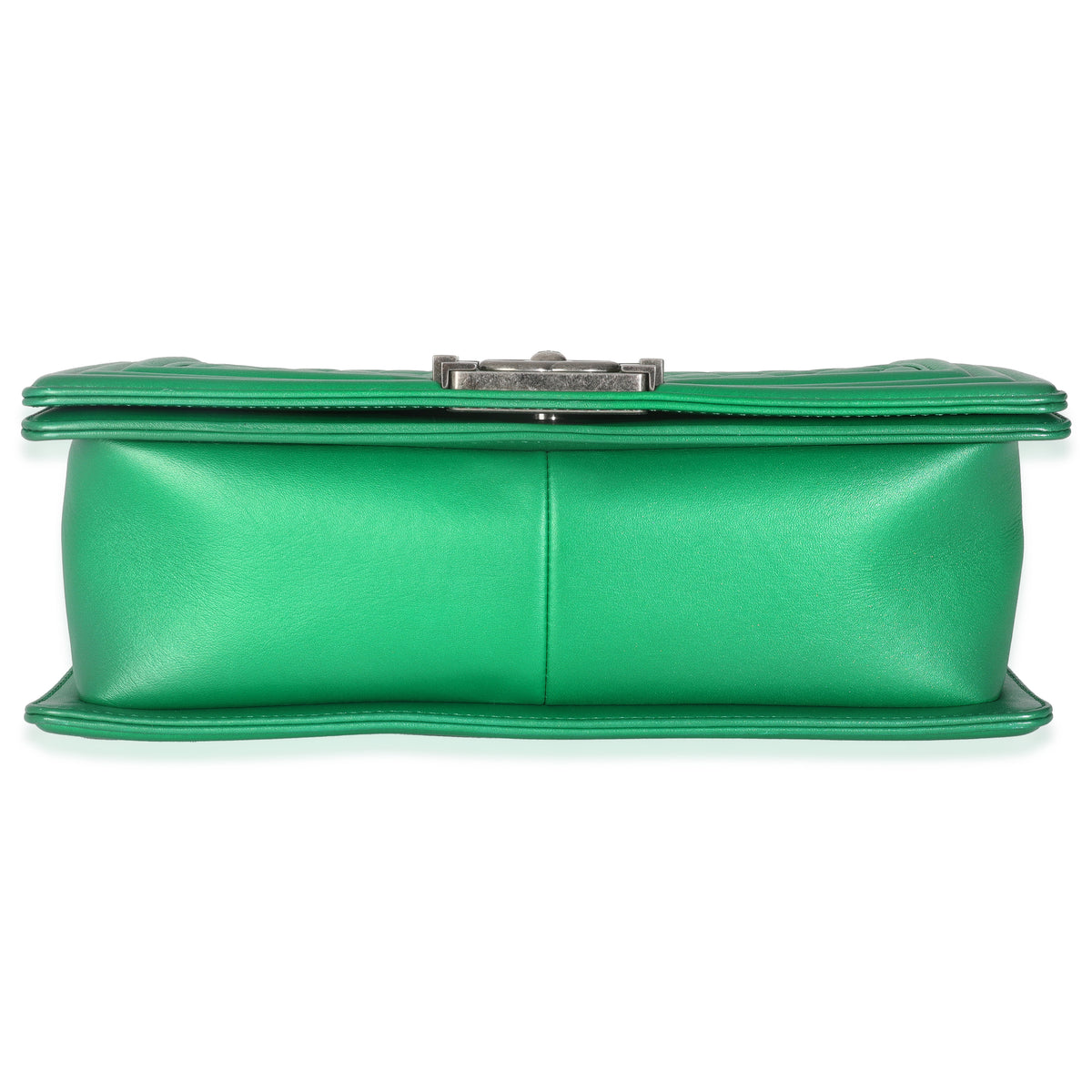 Green Quilted Lambskin Enamel CC Old Medium Boy Bag