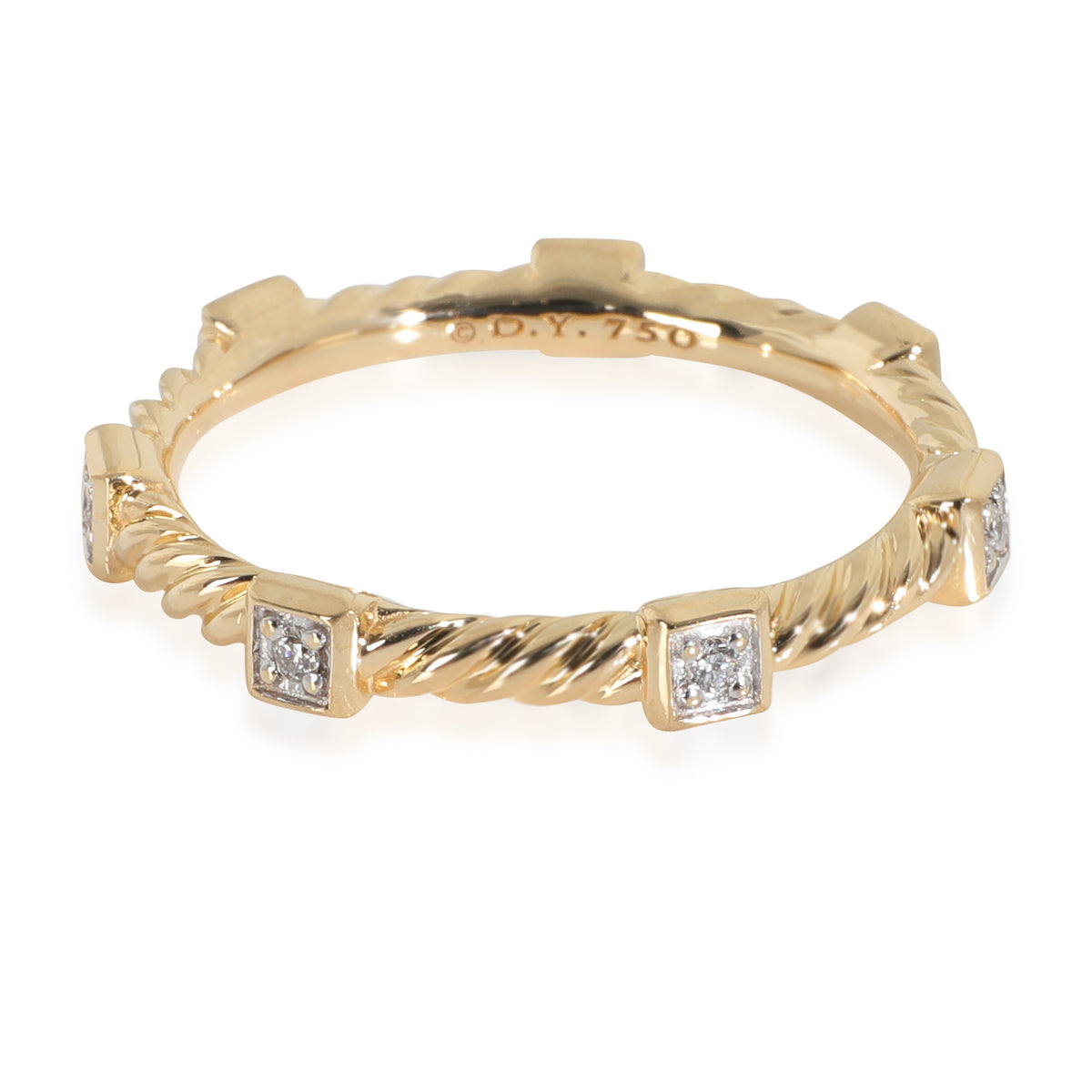 Yellow Gold Diamond Cable Collectibles Stations Stack Ring