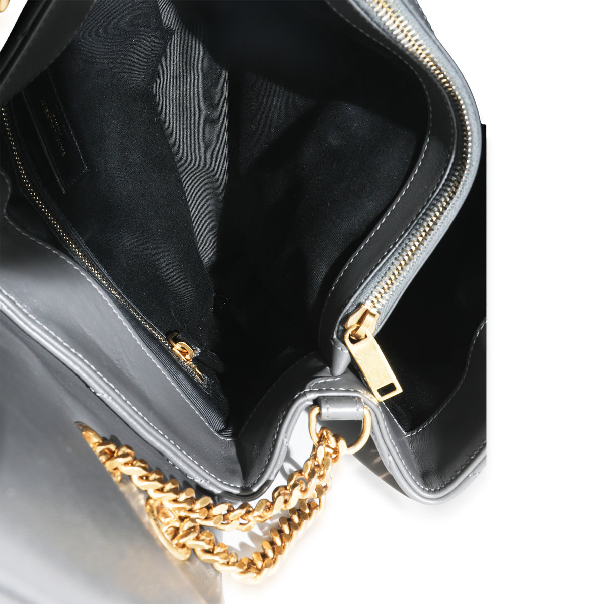 Grey Calfskin Y Quilted Medium Loulou Chain Satchel