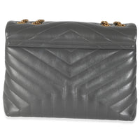 Grey Calfskin Y Quilted Medium Loulou Chain Satchel