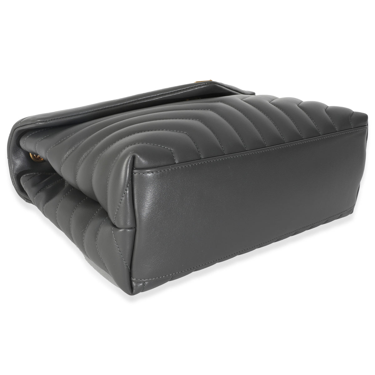 Grey Calfskin Y Quilted Medium Loulou Chain Satchel