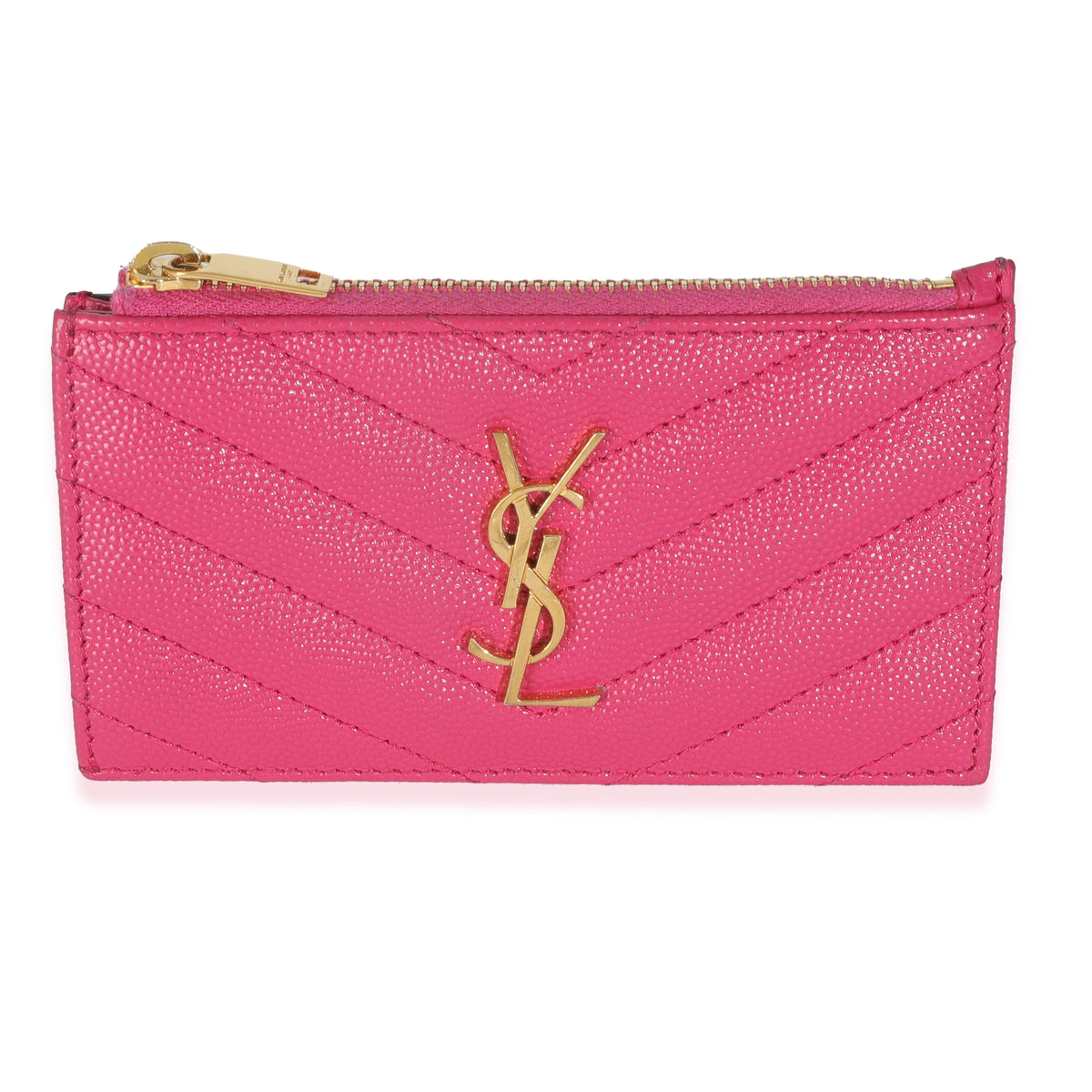 Pink Grain De Poudre Matelasse Chevron Fragments Zipped Card Case