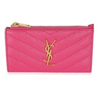 Pink Grain De Poudre Matelasse Chevron Fragments Zipped Card Case