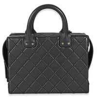 Chanel Black Quilted Calfskin Studded Square Vanity Case Handbag bv