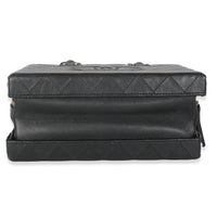 Chanel Black Quilted Calfskin Studded Square Vanity Case Handbag stamp