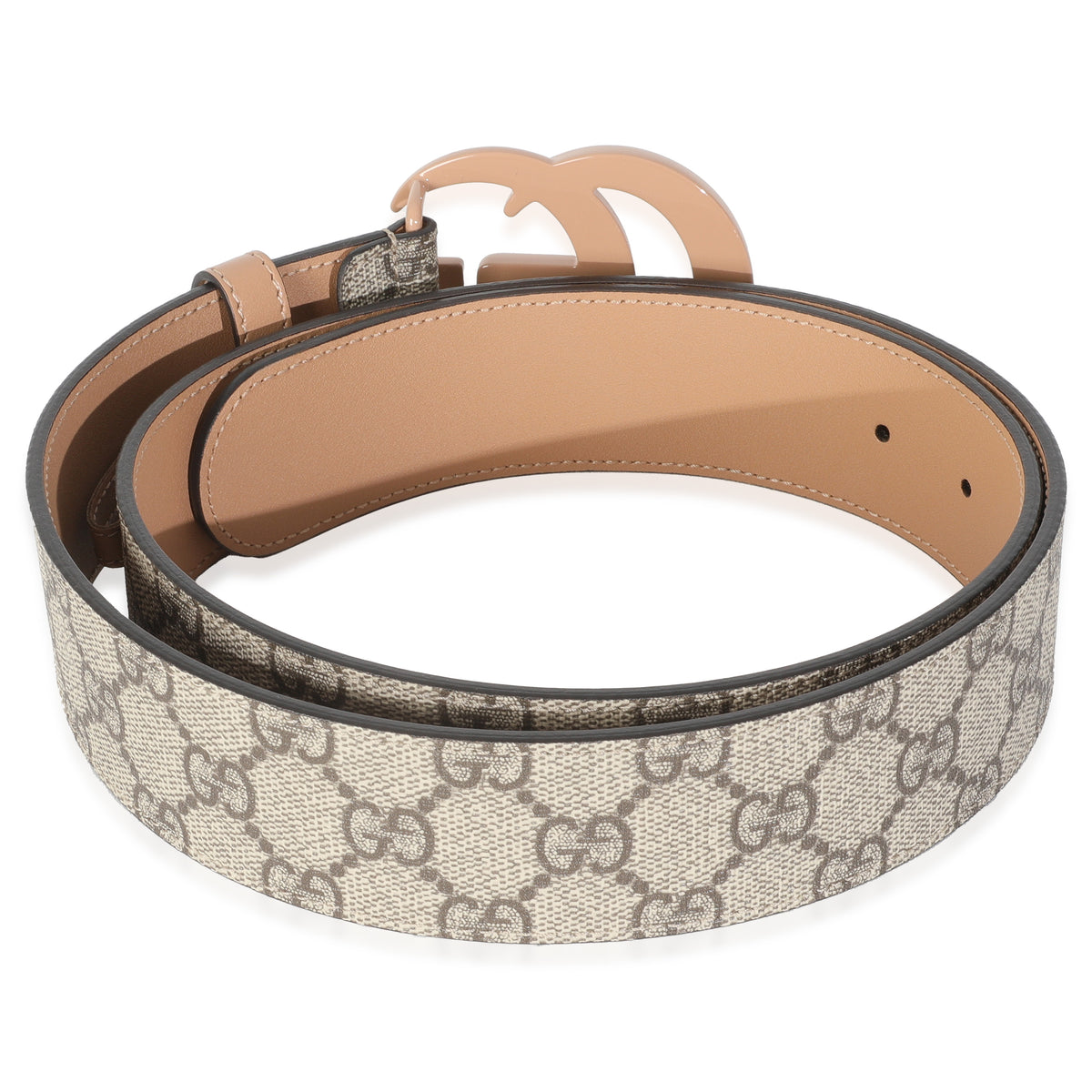 Beige GG Supreme Canvas Marmont Belt 90/36