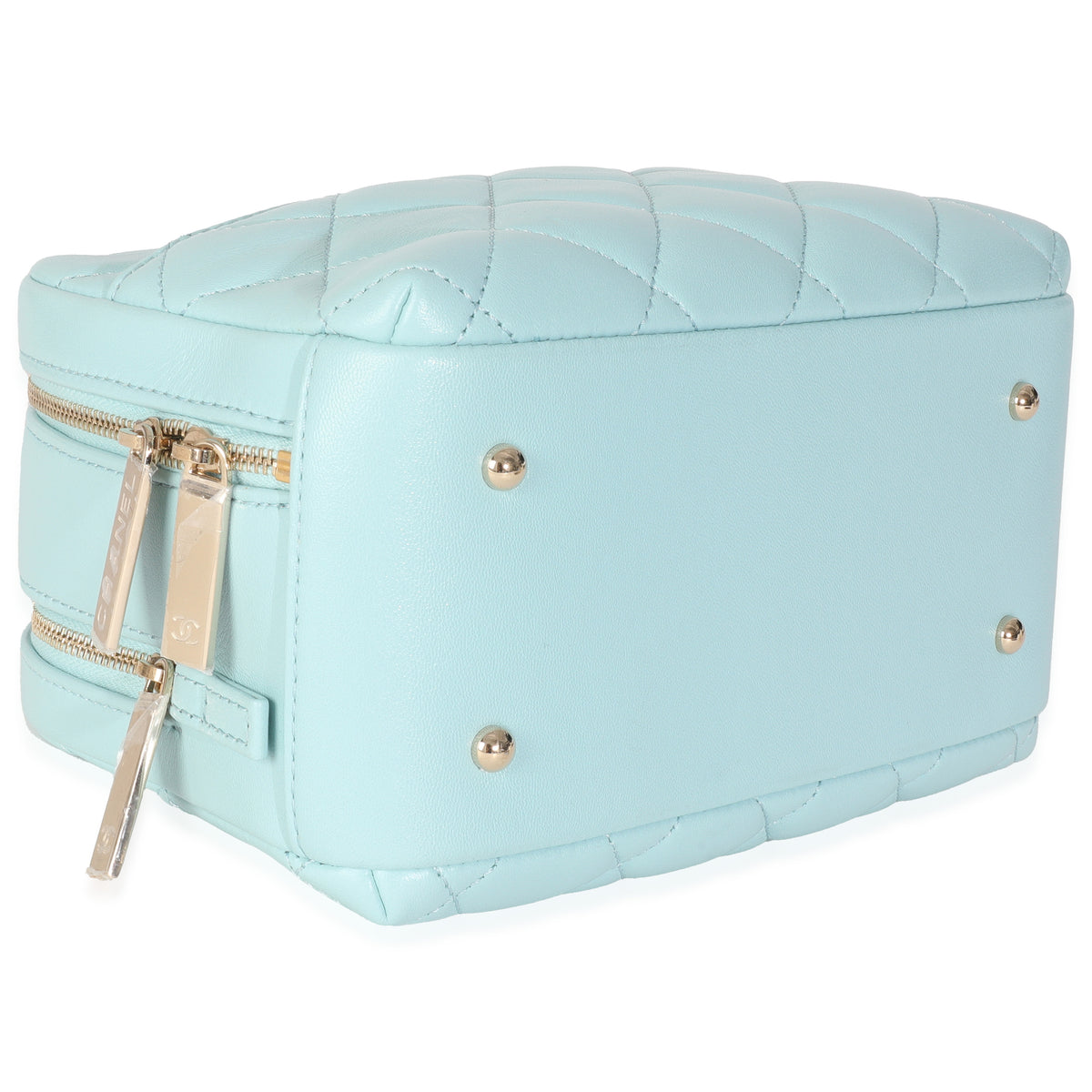 Light Blue Quilted Lambskin Small Trendy CC Bowling Bag