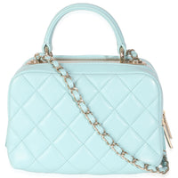 Light Blue Quilted Lambskin Small Trendy CC Bowling Bag