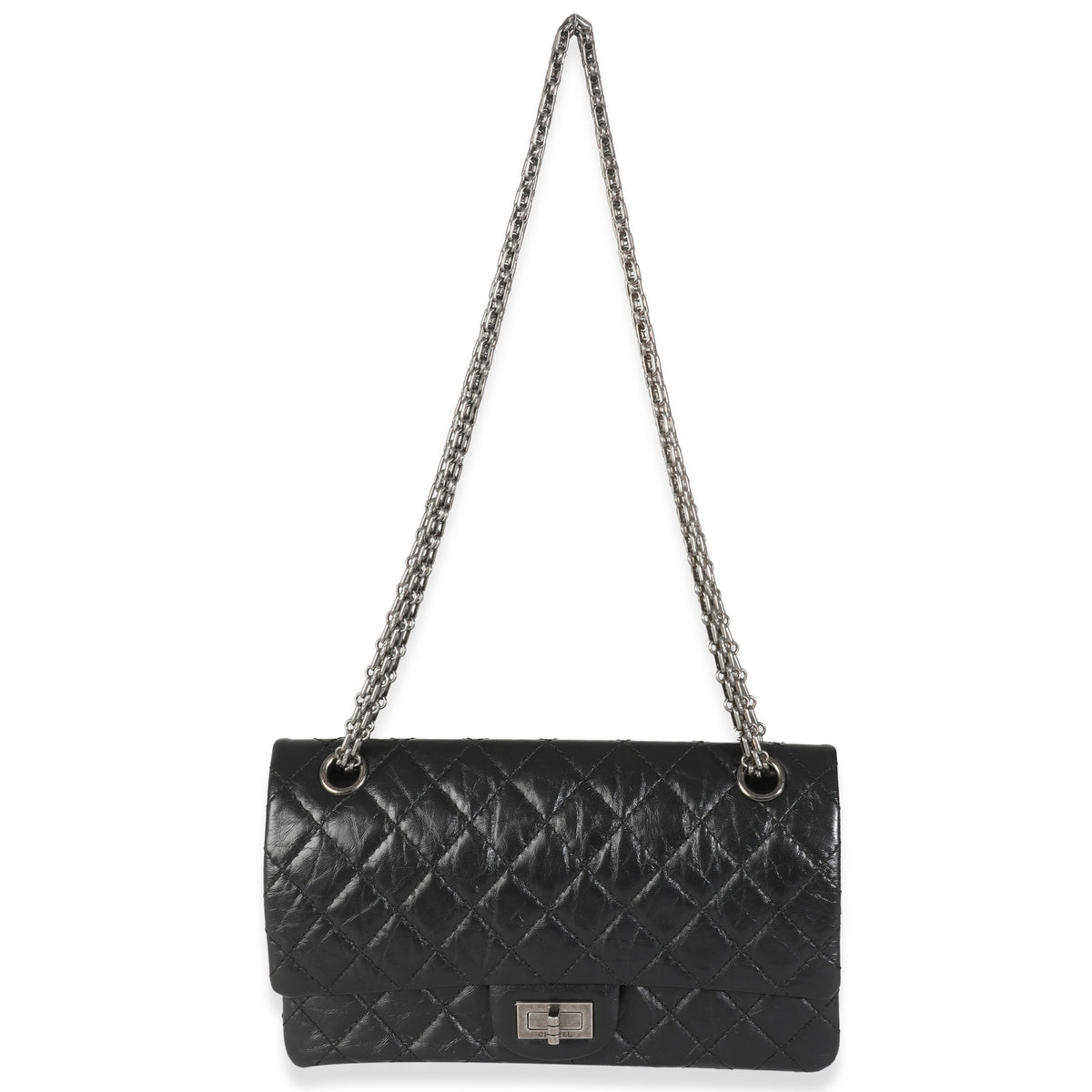 Black Aged Quilted Calfskin 2.55 Small Reissue 225 Flap Bag