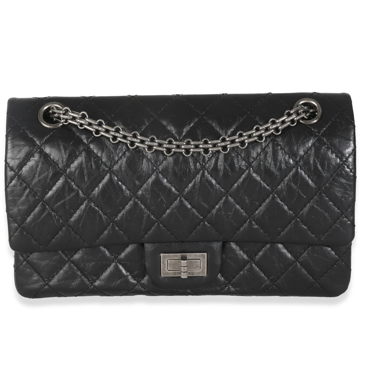 Black Aged Quilted Calfskin 2.55 Small Reissue 225 Flap Bag