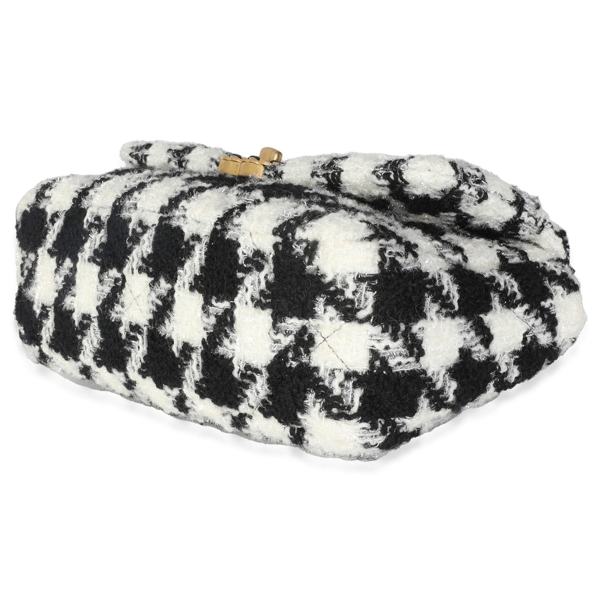 Black White Houndstooth Small Chanel 19 Flap Bag