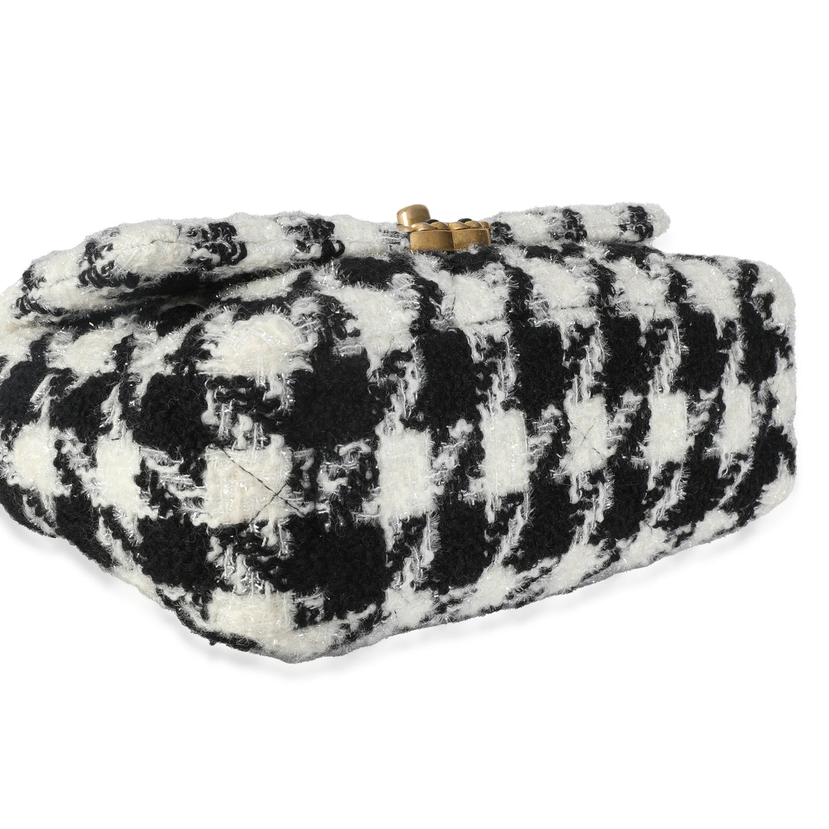 Black White Houndstooth Small Chanel 19 Flap Bag