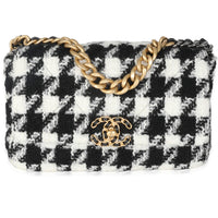Black White Houndstooth Small Chanel 19 Flap Bag