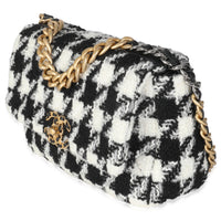 Black White Houndstooth Small Chanel 19 Flap Bag