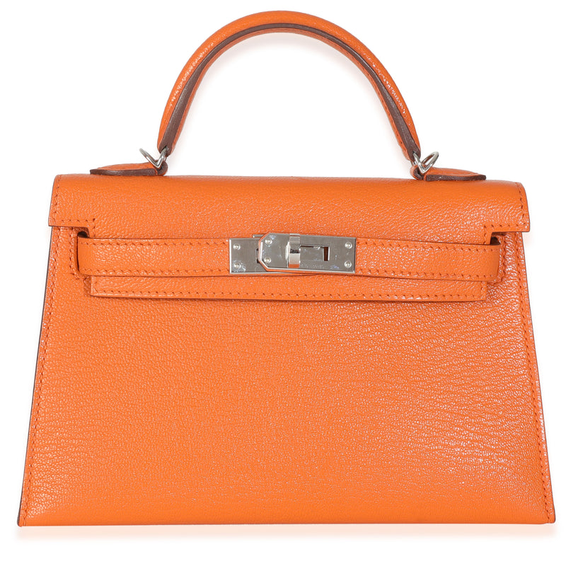 Hermès Feu Terre Battue Verso Mysore Chevre Sellier Mini Kelly 20 II PHW Handbag fv