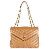Dark Natural Calfskin Y Quilted Medium Loulou Chain Satchel
