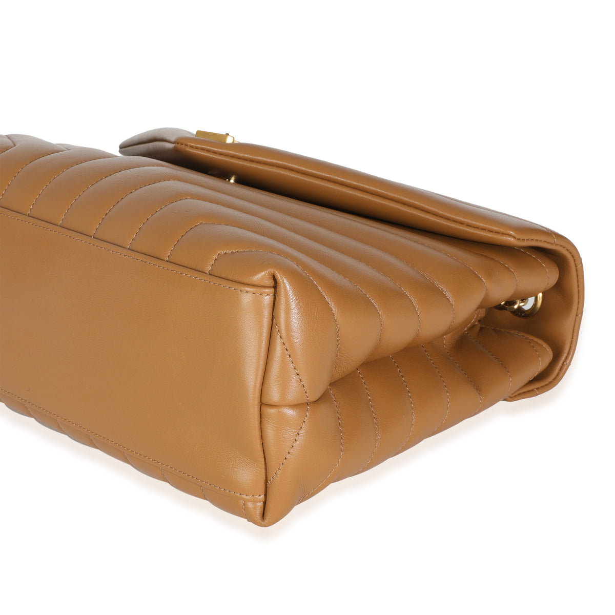 Dark Natural Calfskin Y Quilted Medium Loulou Chain Satchel