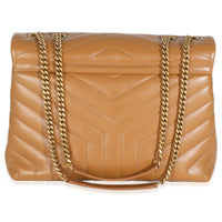 Dark Natural Calfskin Y Quilted Medium Loulou Chain Satchel