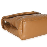 Dark Natural Calfskin Y Quilted Medium Loulou Chain Satchel